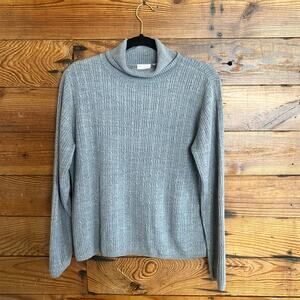 Gray Cable Knit Turtleneck Sweater Cashmalon size Medium